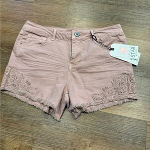 Vanilla Star Blush Lace Trim Jean Shorts Juniors size 7